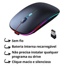 Mouse Sem Fio Recarregável com LED RGB – Conexão 2.4GHz e Design Ergonômico
