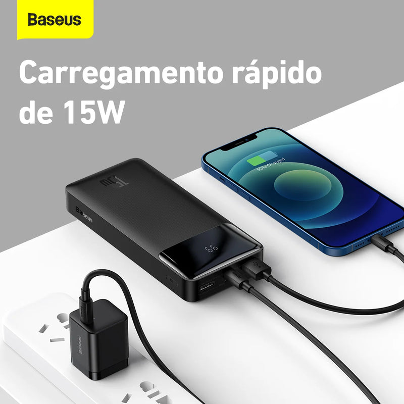 Power Bank Baseus 20.000 mAh - Indicador LED e Bateria de Polímero de Lítio
