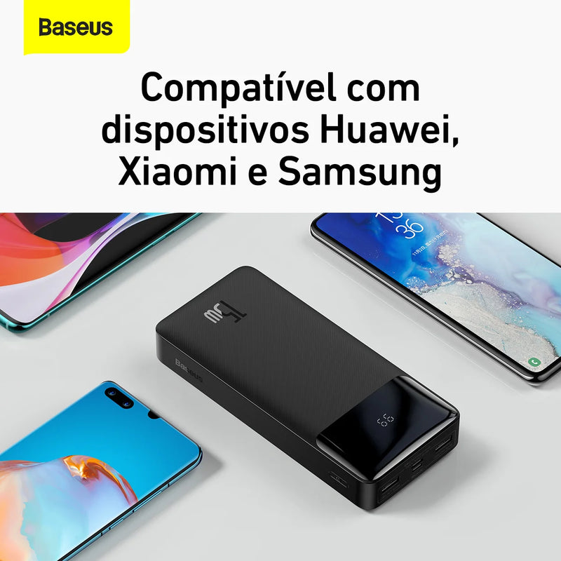 Power Bank Baseus 20.000 mAh - Indicador LED e Bateria de Polímero de Lítio