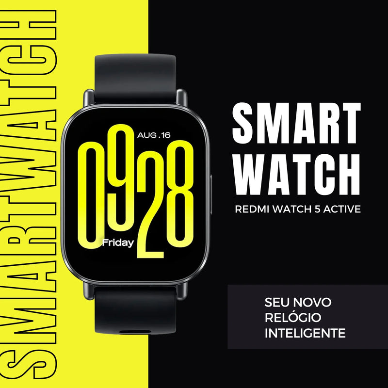 Smartwatch Redmi Watch 5 Active – Monitor de Sono e Atividades, Resistência 5ATM