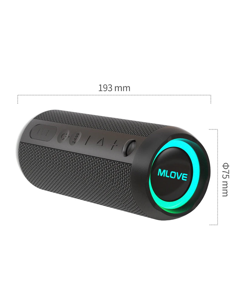 Caixa de Som Bluetooth MLOVE E6-L- à Prova d’Água 37h de Bateria, BassUp e Luzes RGB