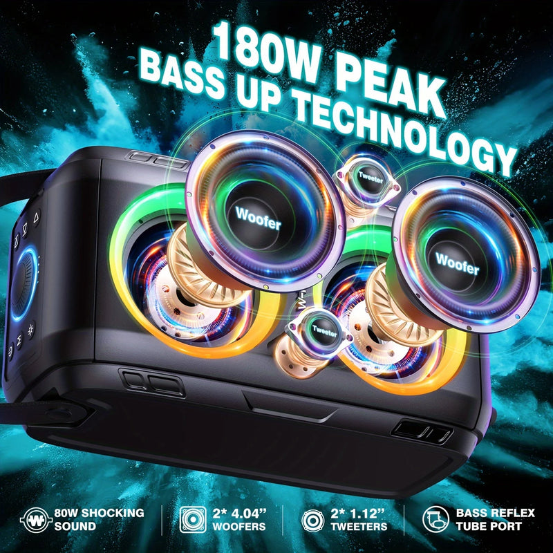 Caixa de Som Bluetooth W-KING T9 – 80W RMS, Som 105dB.